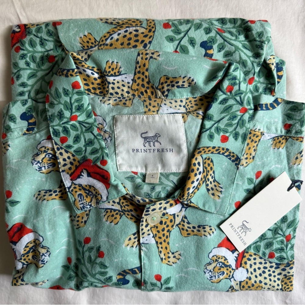 NWT Printfresh Mint Green Leopard Pajama TOP in size L